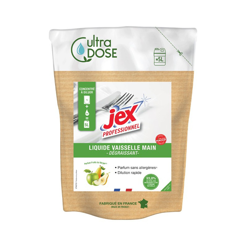 Liquide vaisselle main ultra dose 5 L - Fruits du Verger Jex : élimine facilement graisses et salissures