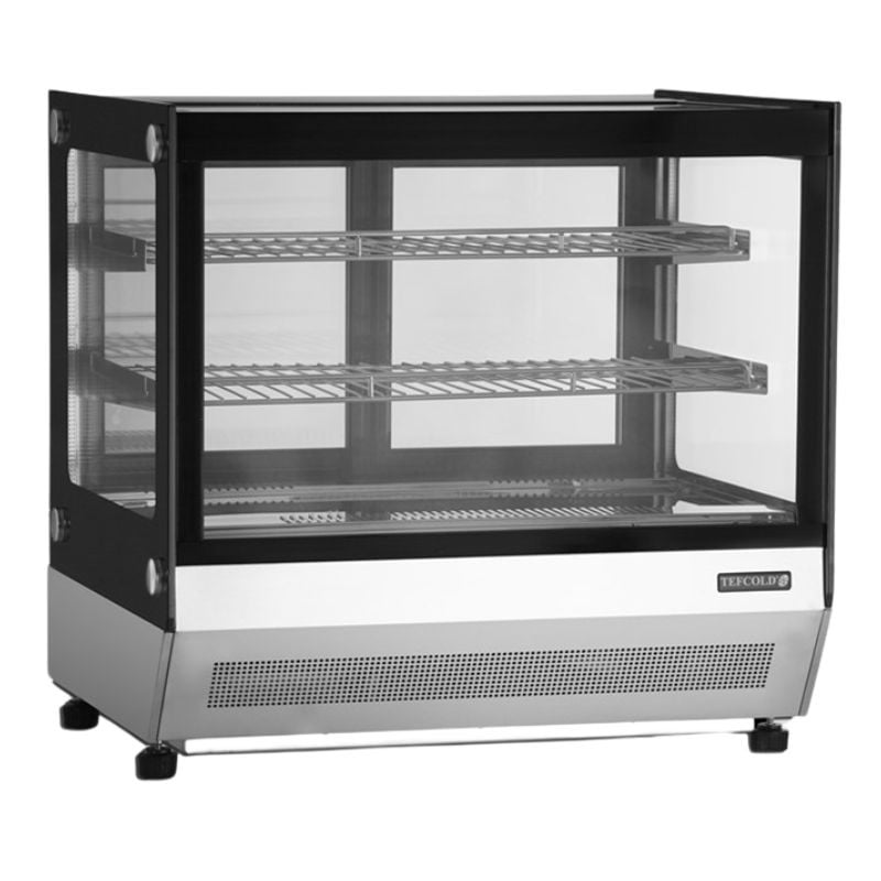 Refrigerated Display Counter 2 Glass Doors Black - TEFCOLD, functional designRefrigerated counter: sliding glass doors