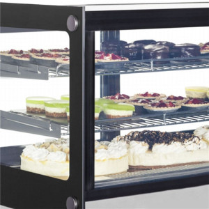 Refrigerated Display Counter 2 Glass Doors Black - TEFCOLD, functional designRefrigerated counter: sliding glass doors