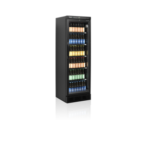 Black TEFCOLD Beverage Refrigerated Cabinet - Glass Door 347L - Elegance and Performance