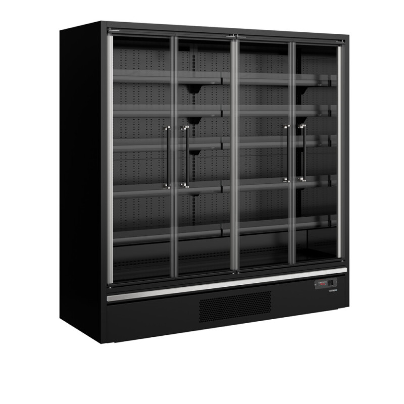 Black Supermarket Refrigerated Display - 4 Glass Doors - TEFCOLD