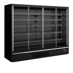 Vitrine Réfrigérée TEFCOLD Noir - 4 Portes Vitres - 1258 L Supermarché