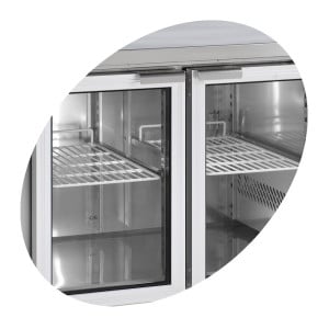 Positive Refrigerated Table in Stainless Steel - 2 Glass Doors - GN 1/1 | TEFCOLD