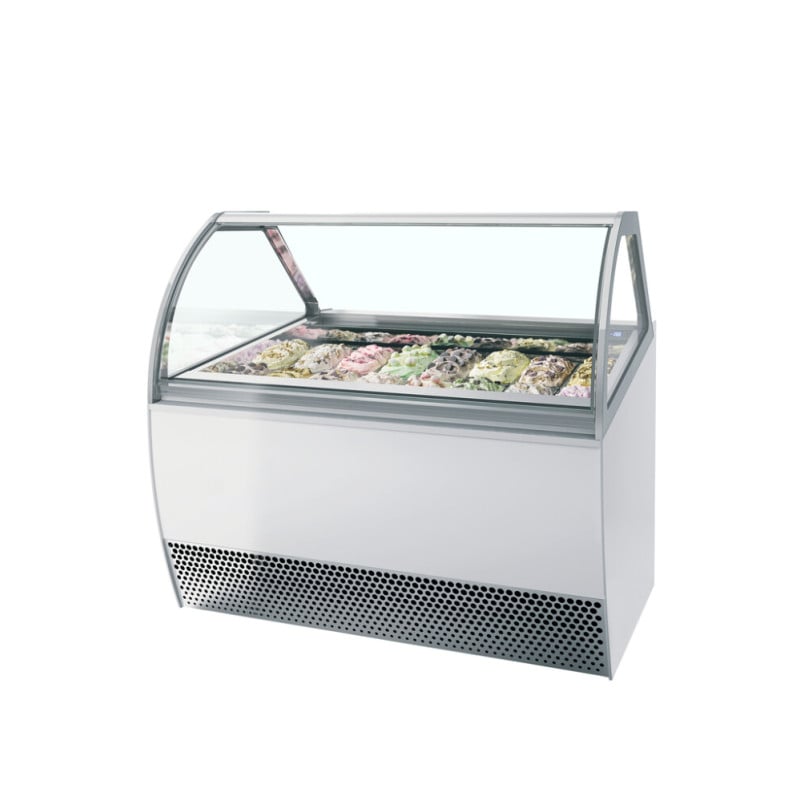 Ventilated Ice Display Case - Curved Front - TEFCOLD