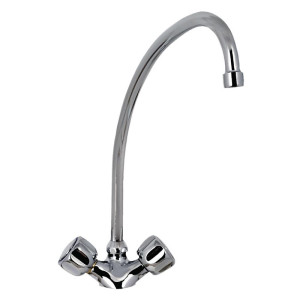 Single-hole standard mixer tap with 2 faucets and 200mm spout - FourniResto