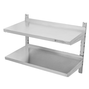 Stainless Steel Wall Shelf on Brackets 2 Levels - L 800 x D 400 mm - Dynasteel