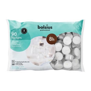 Tealight Candles 8 h - Ø 39 mm - Pack of 90 - Bolsius