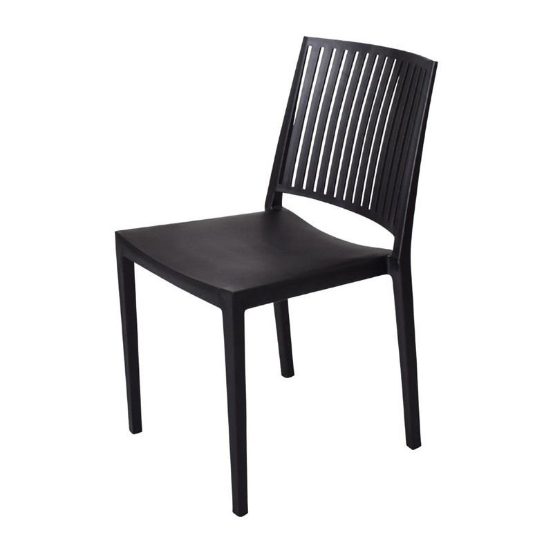 Stackable outdoor chairs in black polypropylene - Comfort and UV resistance, set of 4