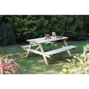 Table pique-nique bois 1,5m élégante et robuste