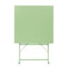 Table carrée pliante Bolero vert clair 600 mm en acier