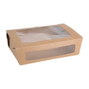 Κουτιά σαλάτας PET 1600 ml - Πακέτο 100 Ανακυκλώσιμο παράθυρο