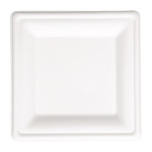 Τετράγωνα πιάτα αποδιασπώμενα από μπαγκάσα 159mm - Πακέτο με 50