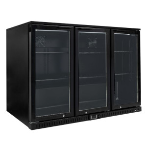 Refrigerated Back Bar 328 L 3 Glass Doors Black