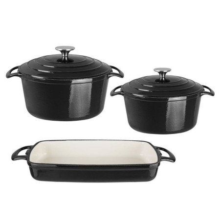 Vogue Cast Iron Casserole Set and Roasting Dish: Professional Quality, Gourmet Cooking