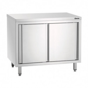 Stainless Steel Furniture with Sliding Doors and Shelf - L 1000 mm - Refurbished