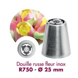 Douille russe fleur inox 25mm - Accessoire pâtisserie qualité professionnelle.