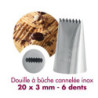 Douille à Bûche Cannelée Inox 6 Dents Gobel 20x3mm - Qualité Pro