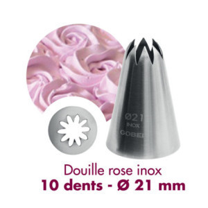 Douille Rose Inox 10 Dents ⌀21mm Gobel cuisine pâtisserie