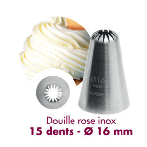 Douille rose inox 15 dents Gobel - Ø 16 mm | Accessoire pâtisserie professionnelle