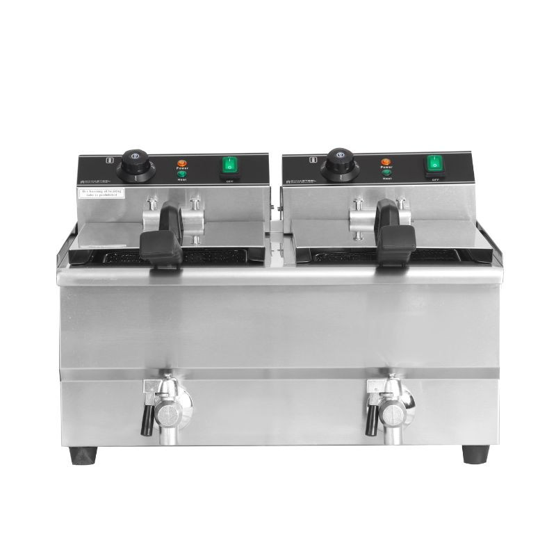 Professional Deep Fryer 2 x 13 L with Drain - Dynasteel: Performance and durability for your kitchen