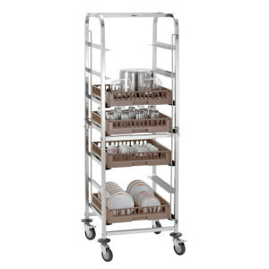 ASP700 Bartscher washing trolley with compartments: Efficient professional storage.