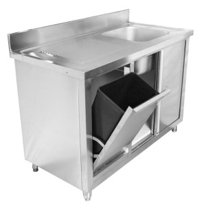 1 Bowl Sink Unit with Backsplash and Bin - 1200 x 600 mm - Dynasteel