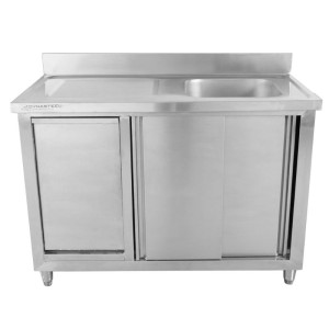 1 Bowl Sink Unit with Backsplash and Bin - 1200 x 600 mm - Dynasteel