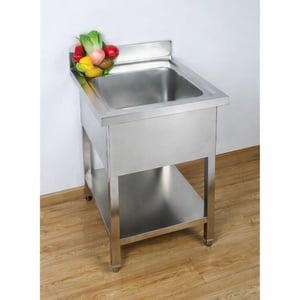 Plonge 1 Bac avec Dosseret et Etagère - L 600 x P 700 mm - Dynasteel