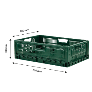 Αναδιπλούμενος Στοιβάζωμενος Κάδος 600 x 400 - 36 L - Πράσινο