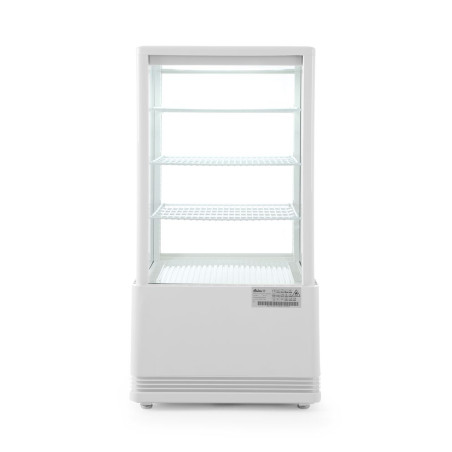 White Refrigerated Display Case with 4 Glass Sides - 68 liters