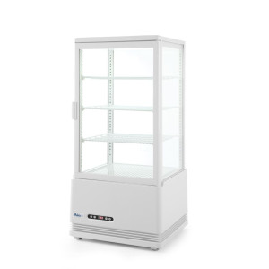 White Refrigerated Display Case with 4 Glass Sides - 78 liters