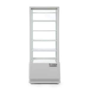 White Refrigerated Display Case with 4 Glass Sides - 98 liters