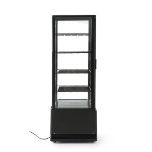 Black Refrigerated Display Case with 4 Glass Sides - 98 liters