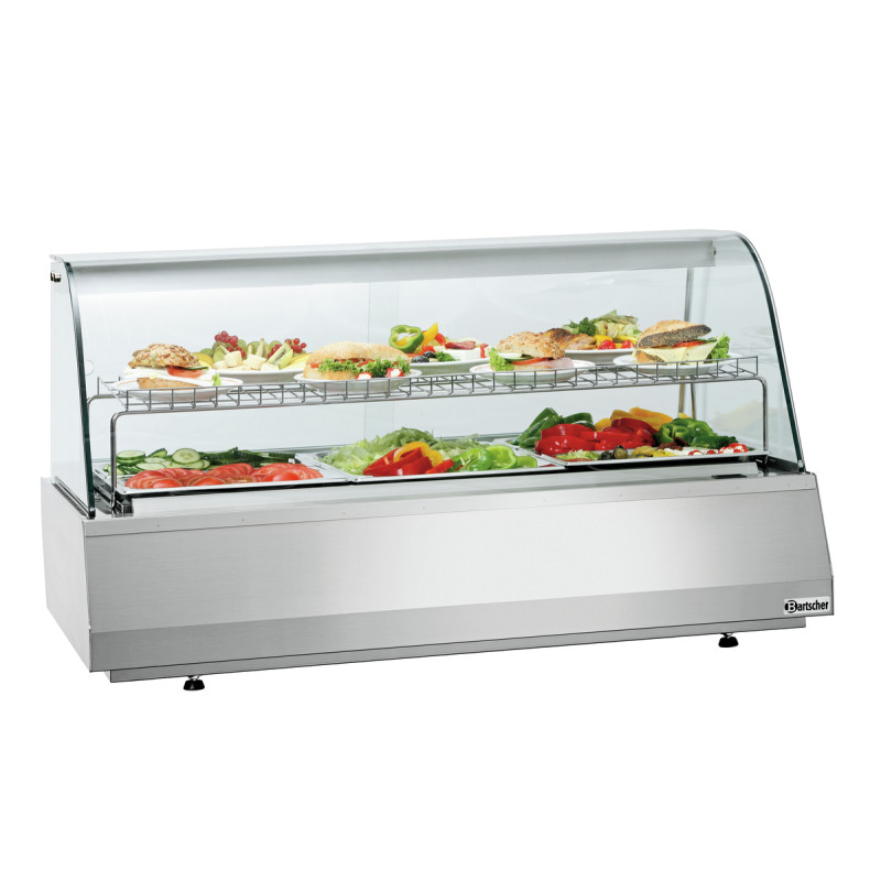 Professional refrigerated display case GN 3/1 with curved glass