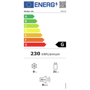 Μίνι-Μπαρ με Πλήρη Πόρτα - 34 L - Bartscher