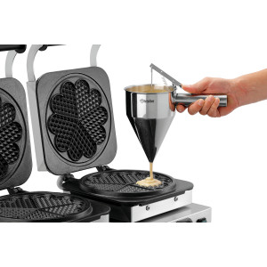 Professional Double Waffle Maker - 2 x 5 Heart-shaped Waffles - Bartscher