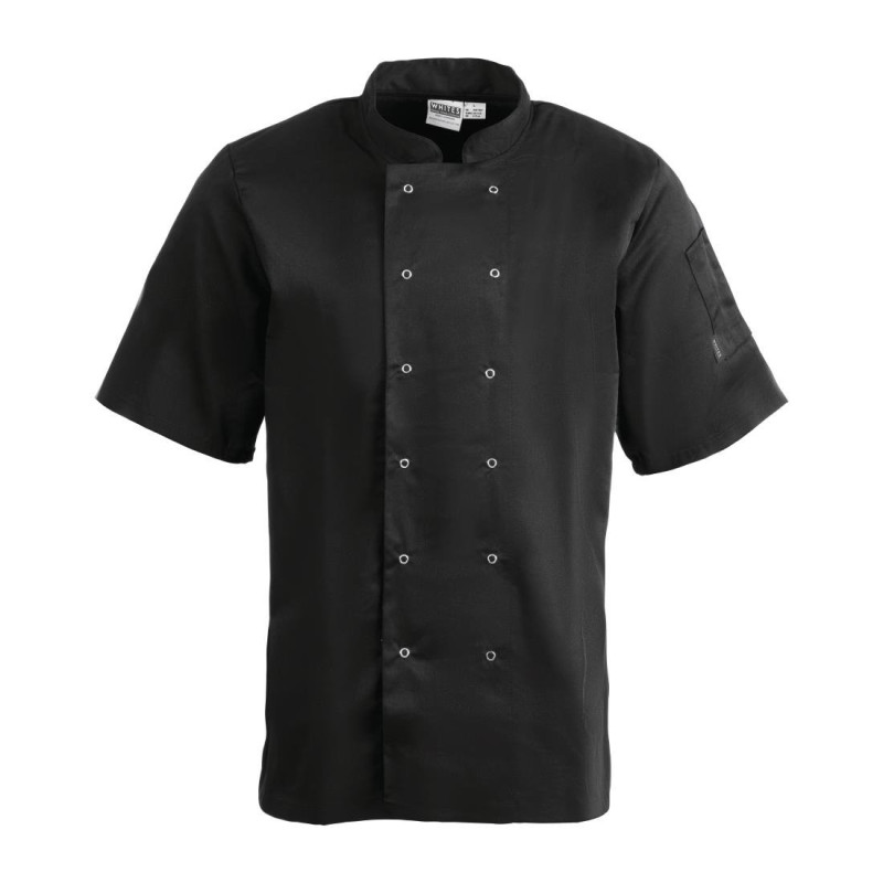 Unisex Black Short Sleeve Vegas Kitchen Jacket - Size Xs - Whites Chefs Clothing - Fourniresto