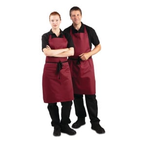 Bib Apron Bordeaux in Polycotton 710 x 970 mm - Whites Chefs Clothing - Fourniresto