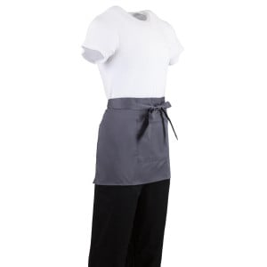 Short Anthracite Grey Polycotton Server Apron 750 x 373 mm - Whites Chefs Clothing - Fourniresto