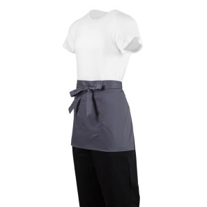 Short Anthracite Grey Polycotton Server Apron 750 x 373 mm - Whites Chefs Clothing - Fourniresto