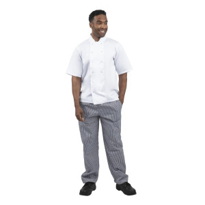 Pantalon de Cuisine Mixte Vegas à Petits Carreaux Bleus et Blancs - Taille L - Whites Chefs Clothing - Fourniresto