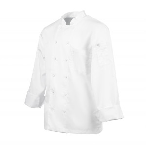 White Unisex Long Sleeve Calgary Kitchen Jacket - Size M - Chef Works - Fourniresto