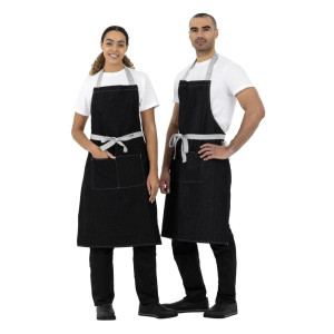 Black Denim Southside Bib Apron in Polycotton 700 x 1000 mm - Whites Chefs Clothing - Fourniresto