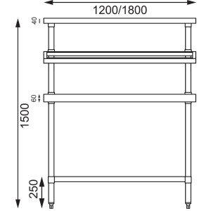 Large Stainless Steel Preparation Table With GN 1800 X 600 Mm Tray Support - Vogue - Fourniresto