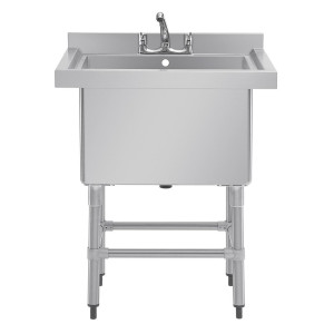 Deep Sink With Backsplash 100 L 770 X 600 Mm - Vogue - Fourniresto