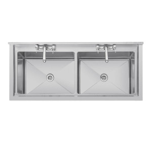 Double Evier Profond Avec Dosseret 2 X 100 L 1410 X 600 Mm - Vogue - Fourniresto