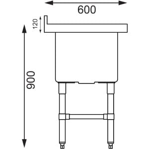 Διπλός νεροχύτης με βαθύ κάθισμα 2 x 100 L 1410 x 600 χιλ. - Vogue - Fourniresto