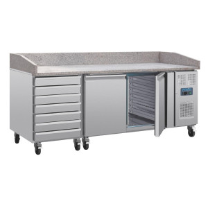 Pizza Counter with Marble Top - 2 Doors 7 Dough Drawers - U Series - Polar