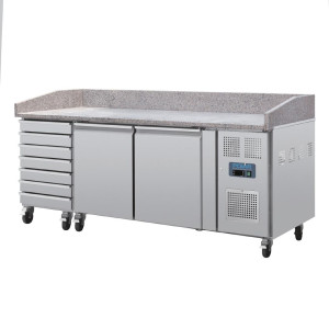 Pizza Counter with Marble Top - 2 Doors 7 Dough Drawers - U Series - Polar