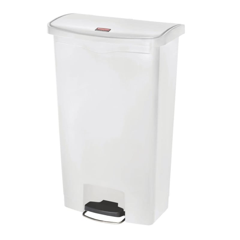 Frontal Large Slim Jim Step-On White 68L Pedal Bin - Rubbermaid - Fourniresto